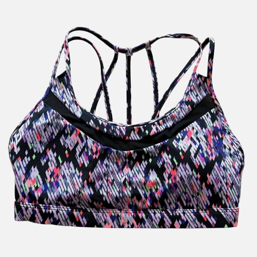Victoria Secret SPORT Women's Small Neon Black Rave Strappy Sporty Athletic Bra